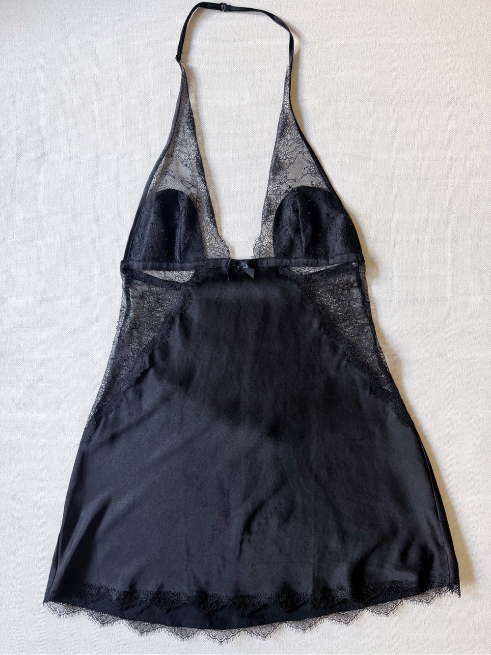 Victoria's Secret Halter Satin Lace Babydoll Slip Nightgown